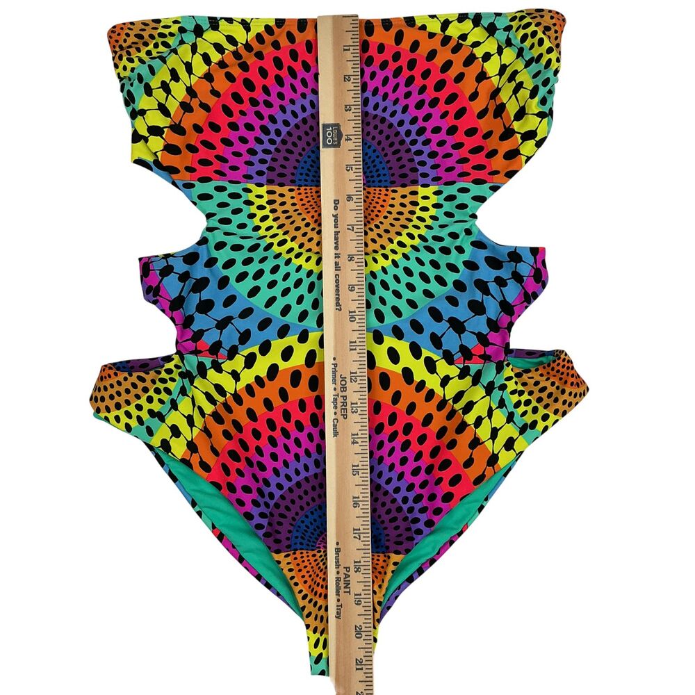 Mara Hoffman One Piece Swimsuit L Cutout Multicolor Rainbow Polka Dot $259 NWOT - Picture 14 of 14